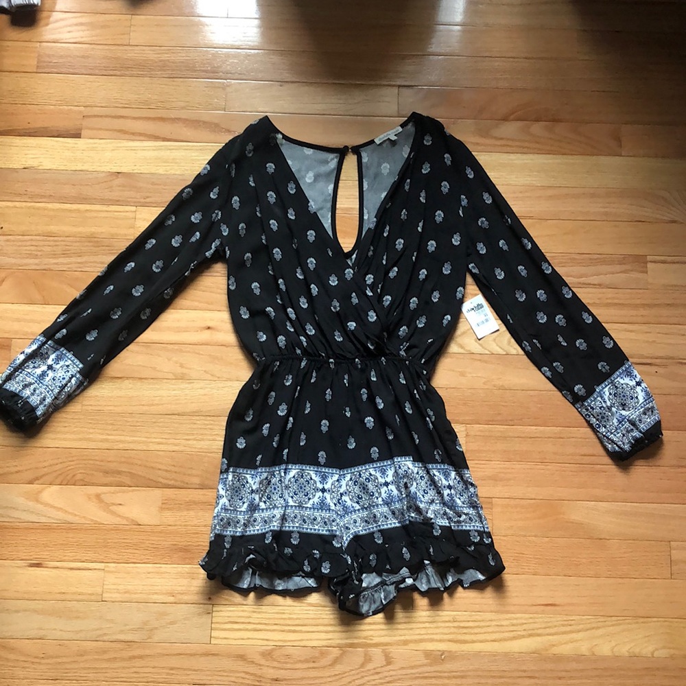 Brand New Charlotte Russe Black Long Sleeve Romper